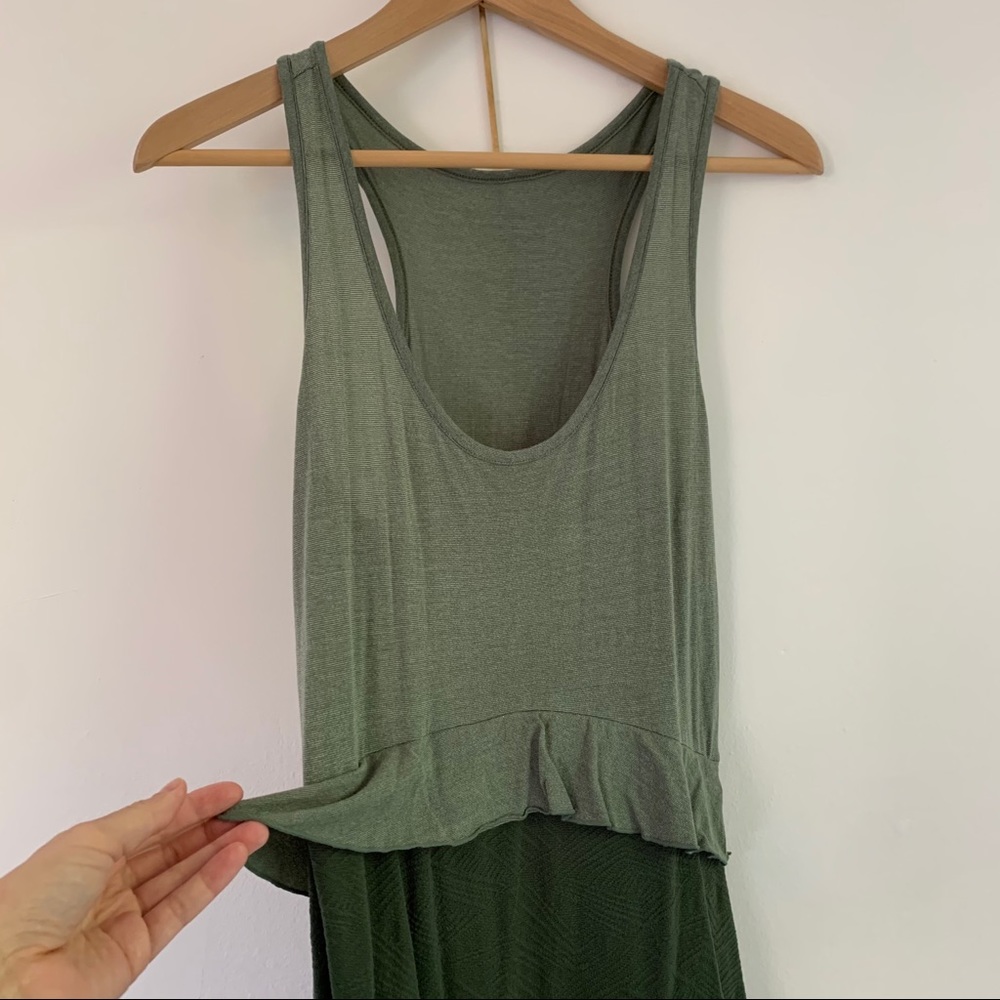 Green color block tank dress